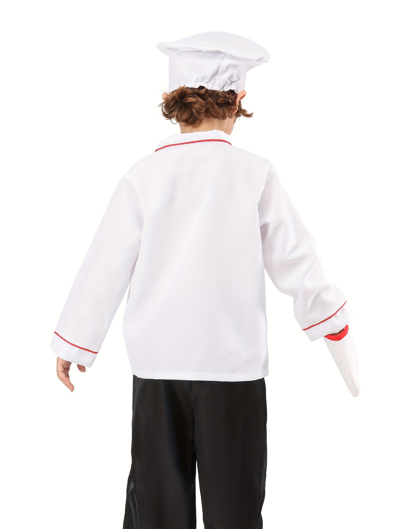 White Chef Costume for Kids, Chef Role Play Dress Up Set with chef's hat and gloves